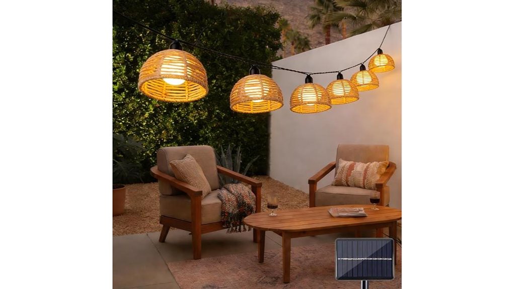 solar rattan outdoor lights