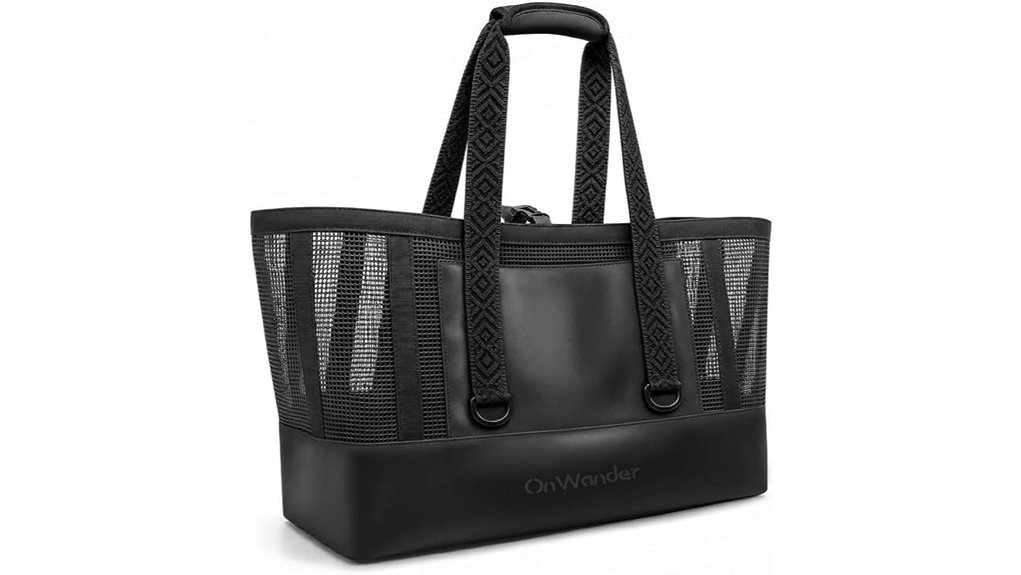 spacious waterproof mesh tote