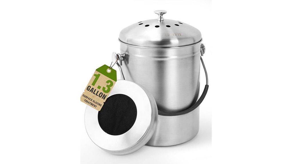 stainless countertop compost bin