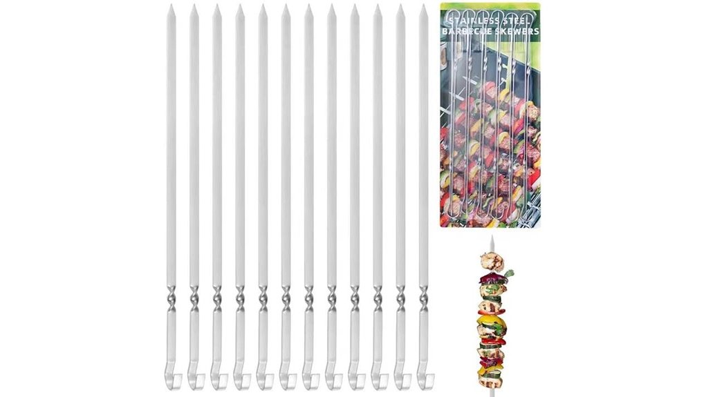 stainless flat 14 inch skewers