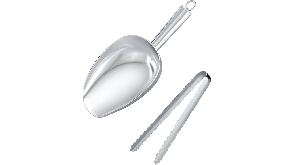 stainless ice scoop tongs