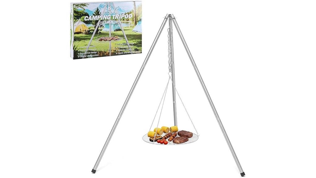 stainless steel campfire tripod
