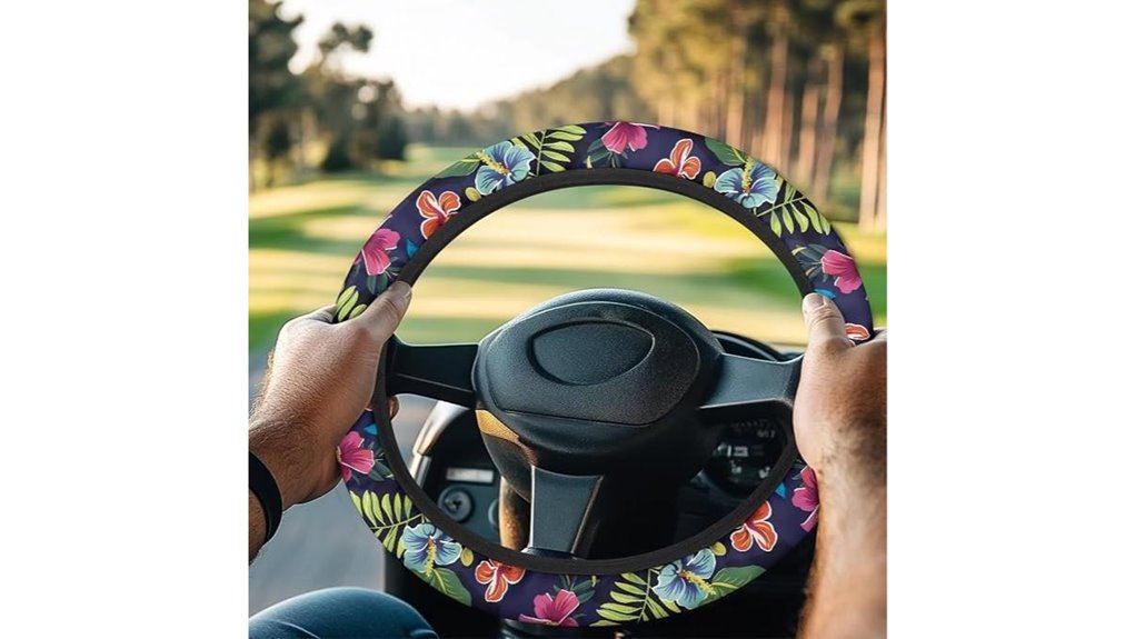 steering cover plant print