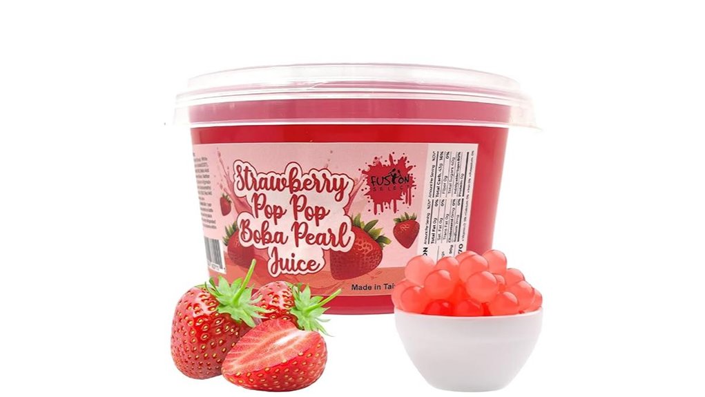 strawberry boba bursting pearls