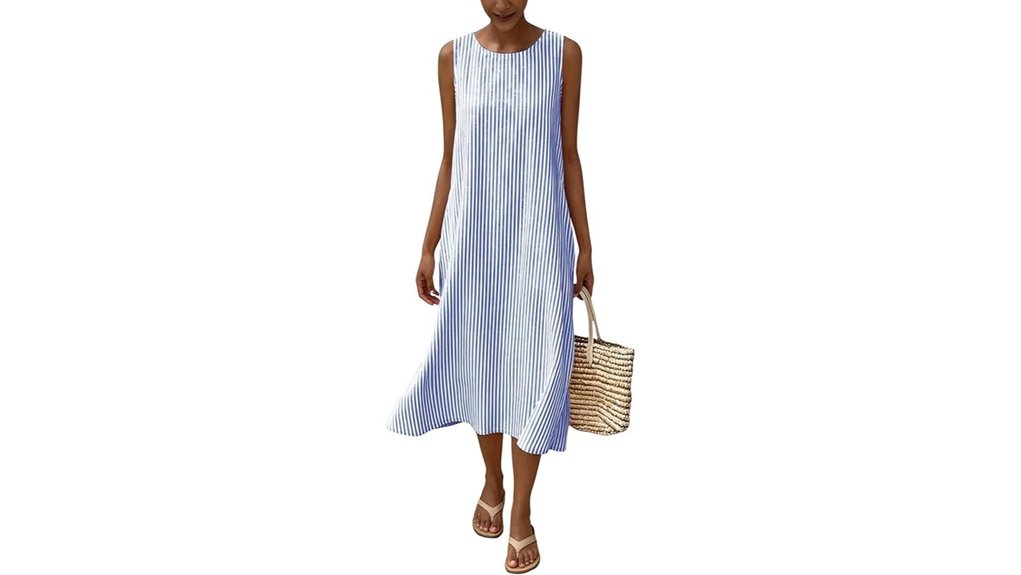 striped cotton midi dress