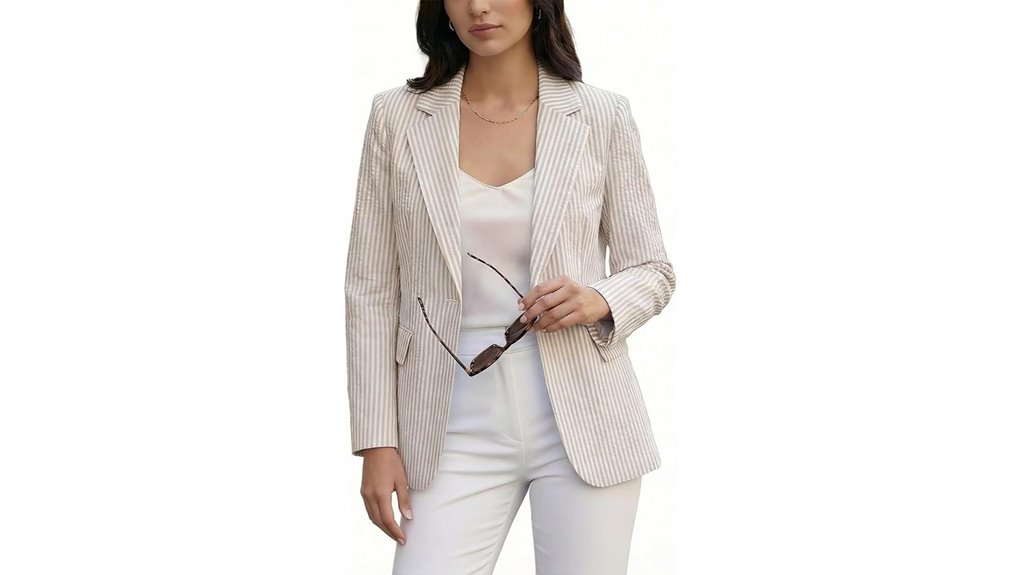 striped seersucker summer blazer