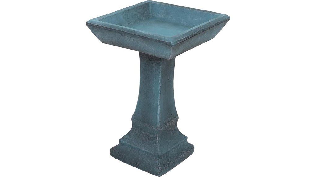 sunnydaze patina green birdbath