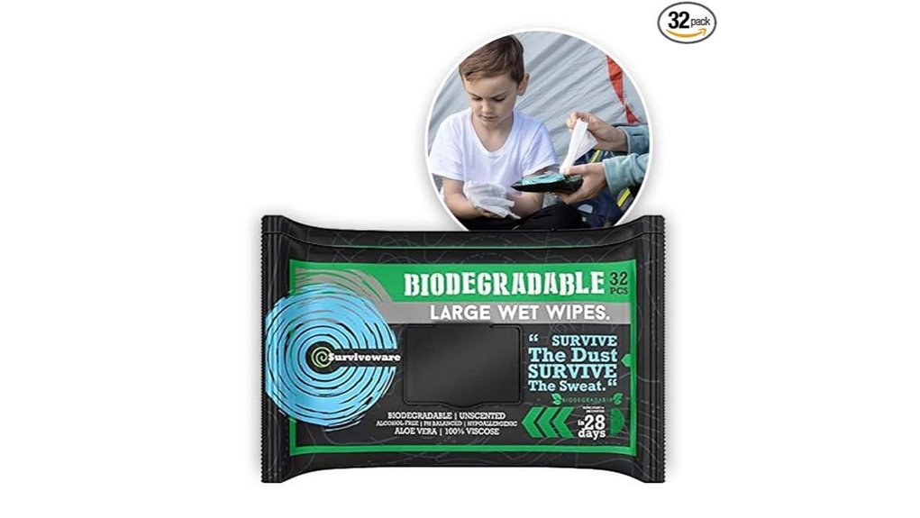 surviveware biodegradable shower wipes