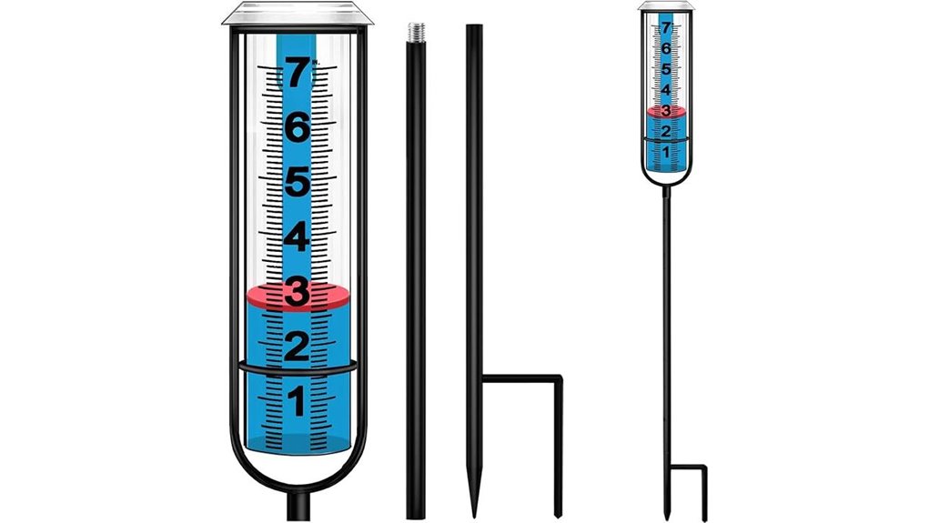 tall outdoor rain gauge stake