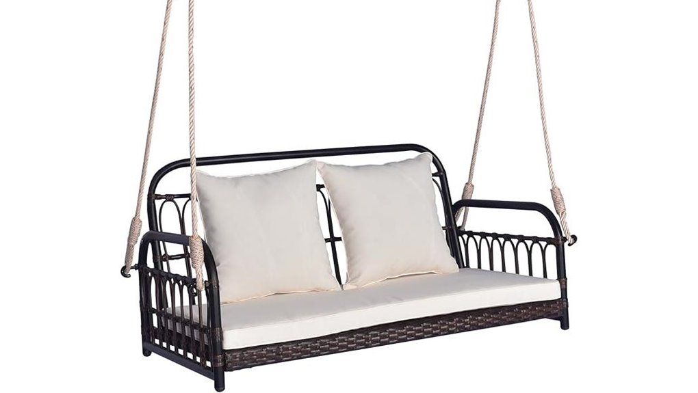 tangkula off white wicker swing
