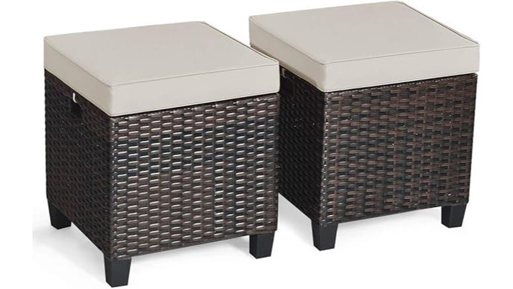 tangkula outdoor rattan ottomans