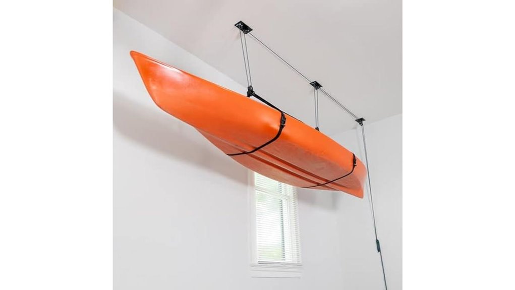 teal triangle garage kayak