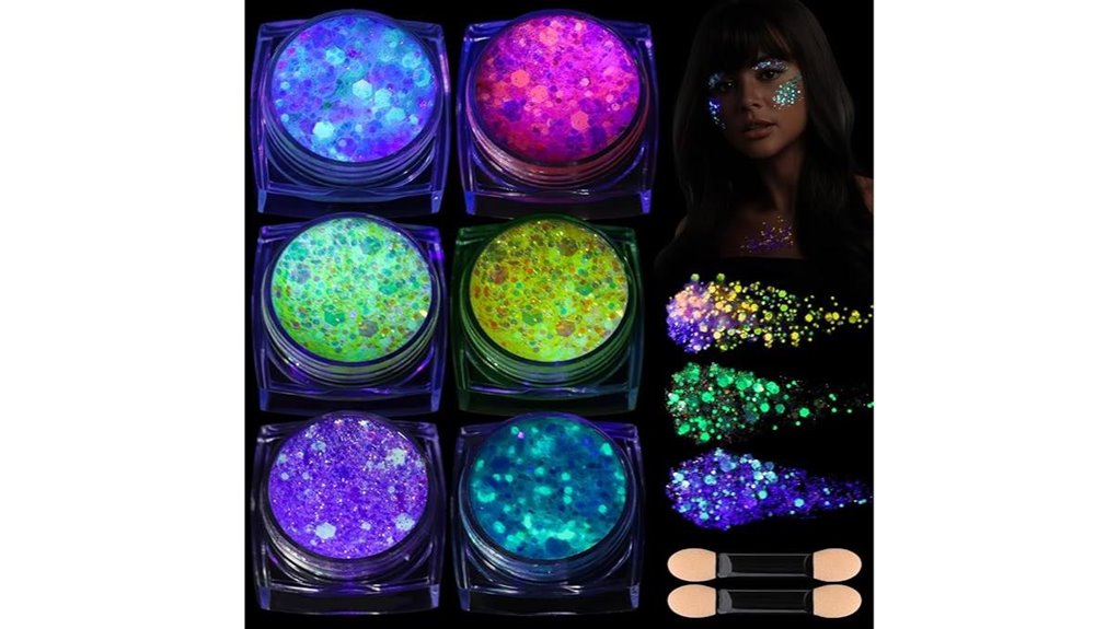 teenitor 6 color glow in dark glittergel