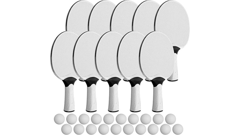 ten paddles ten balls