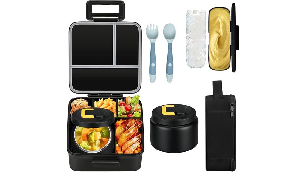 thermal 5 compartment kids bento
