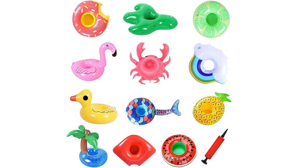 thirteen inflatable pool floats