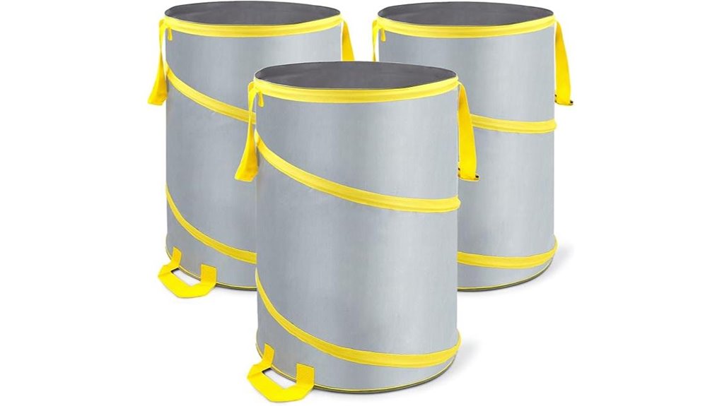 three 30 gallon collapsible trash