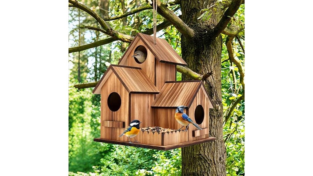 three hole outdoor bluebird feeder