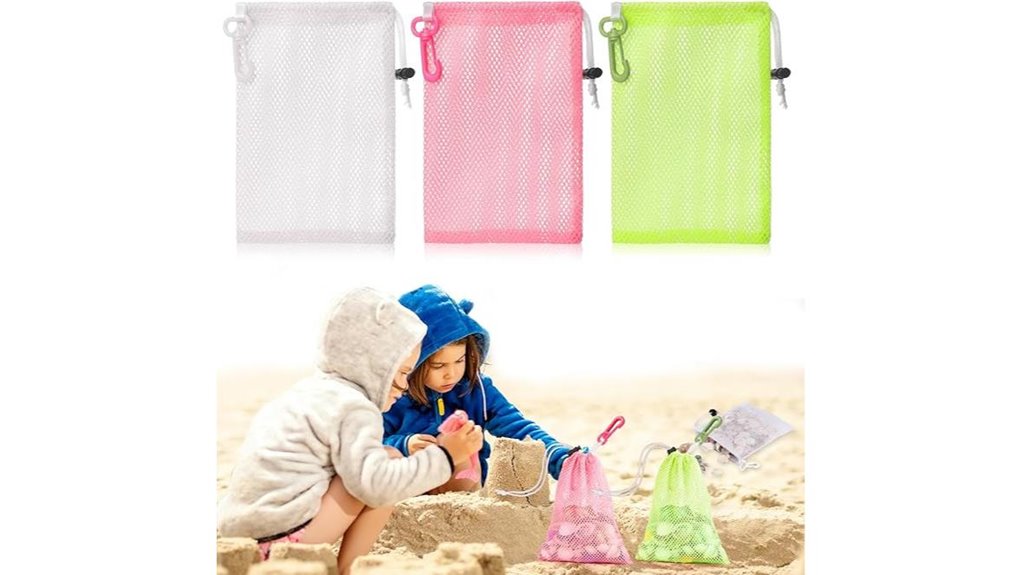 three mesh beach bags