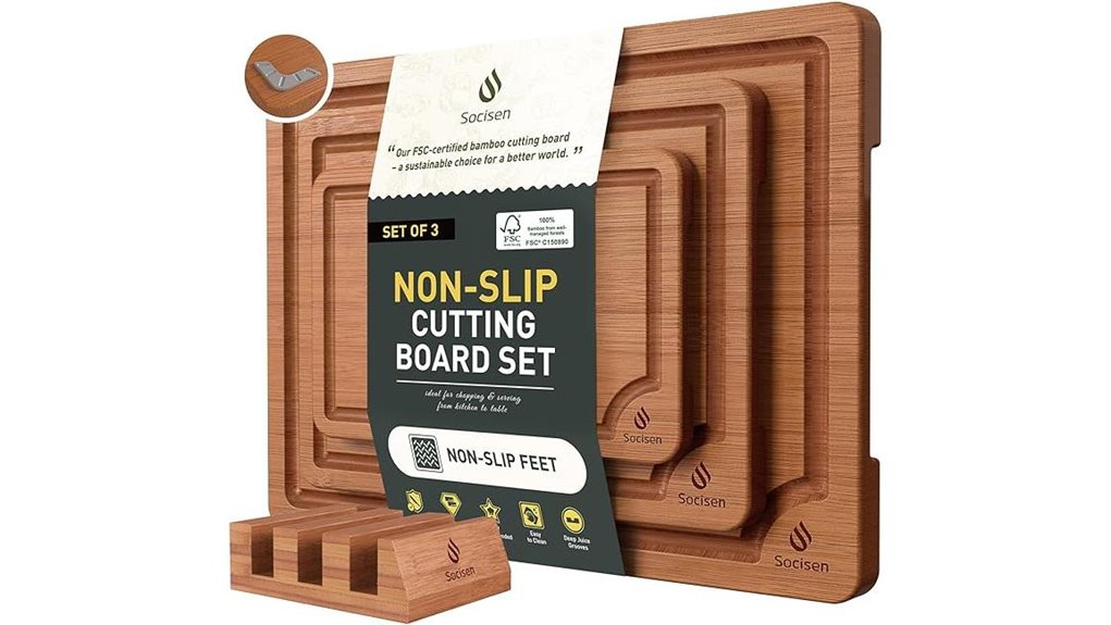 three non slip bamboo boards