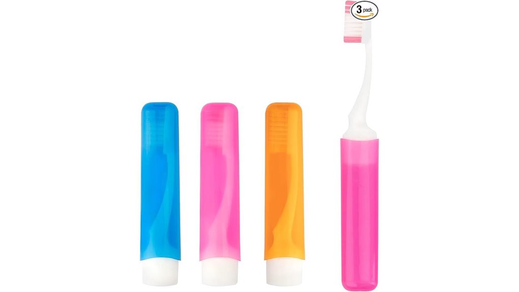 three pack compact travel brushes