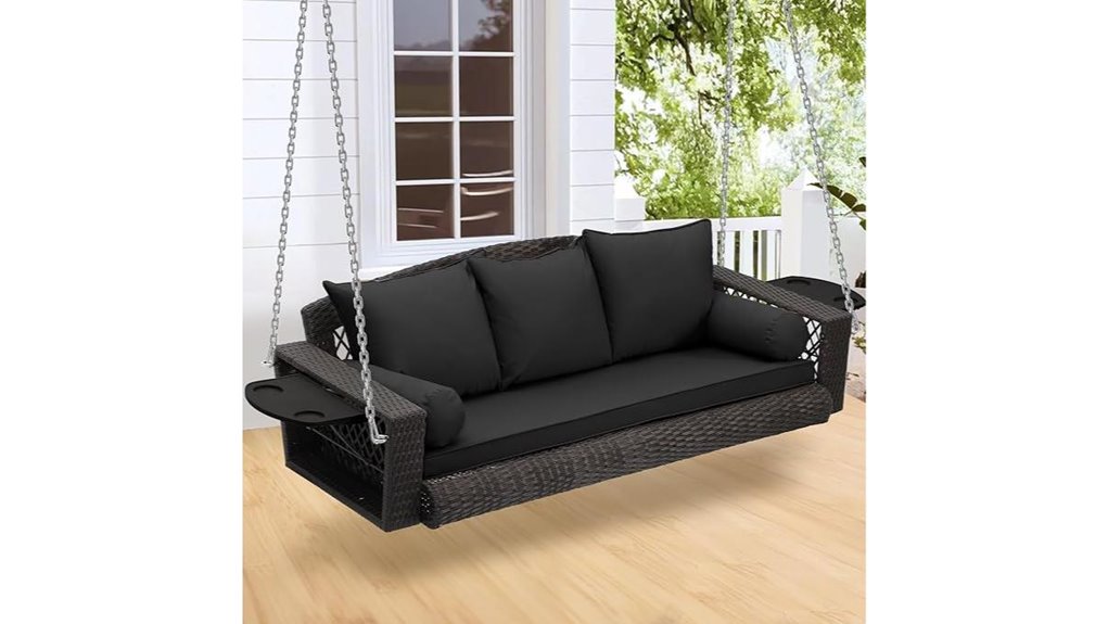 three seat wicker porch swing
