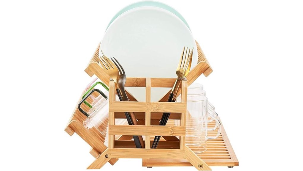 three tier bamboo utensil rack