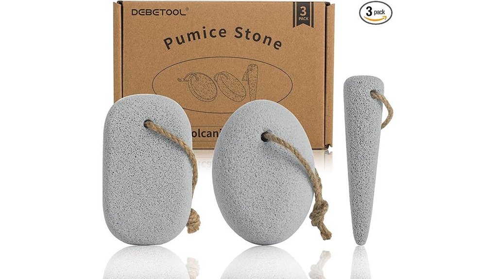three volcanic foot pumice