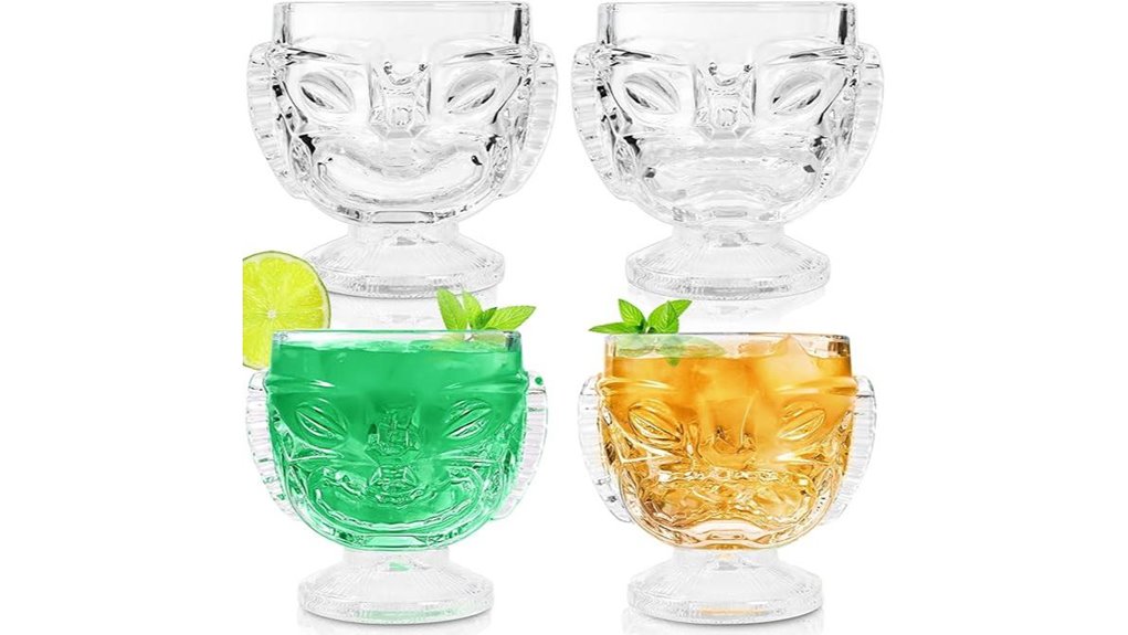 tiki cocktail wine glass set