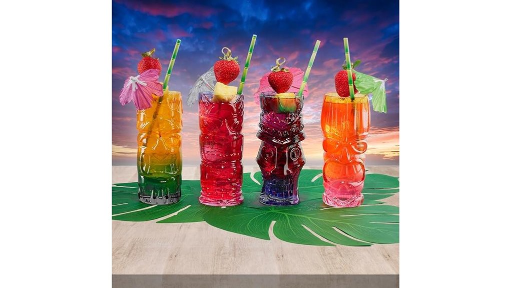 tiki colored cocktail cups