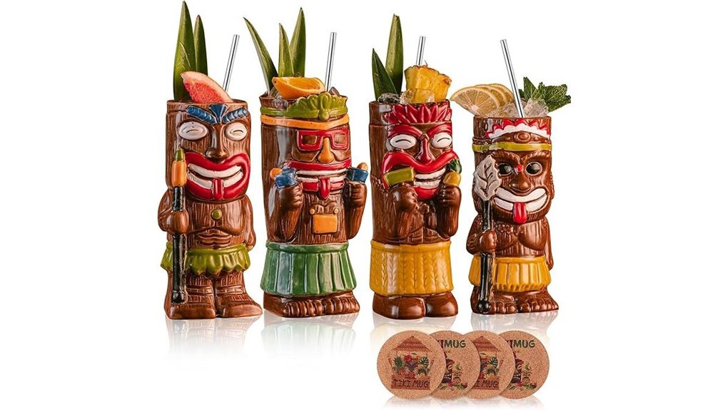 tiki mugs coasters straws