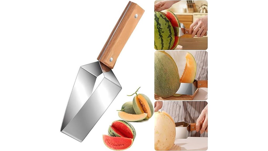 triangular wooden watermelon cutter