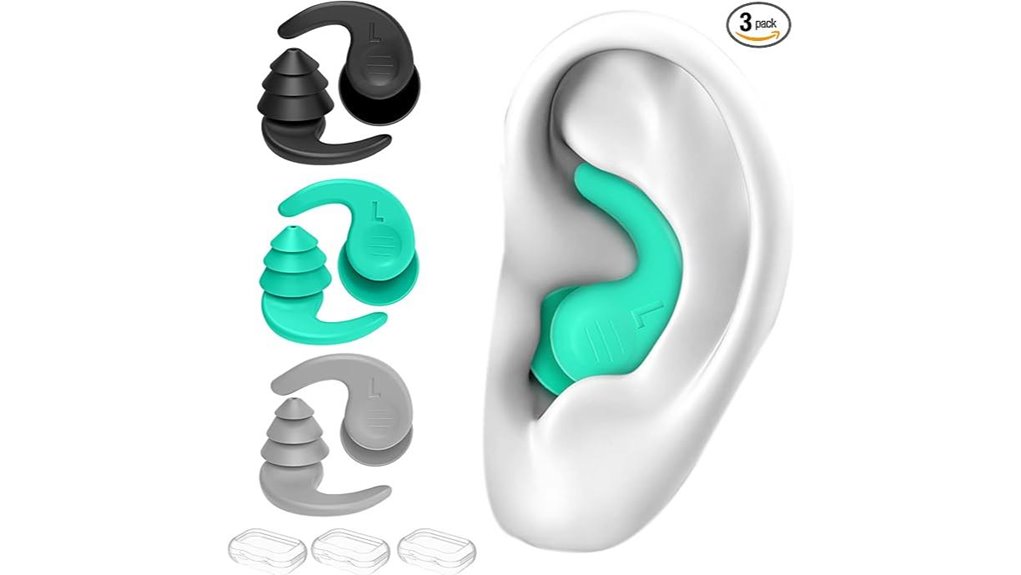 triple waterproof silicone earplugs