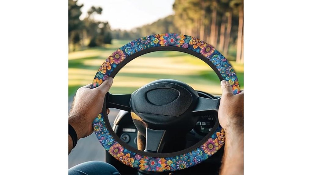 tropical flowers steering cover