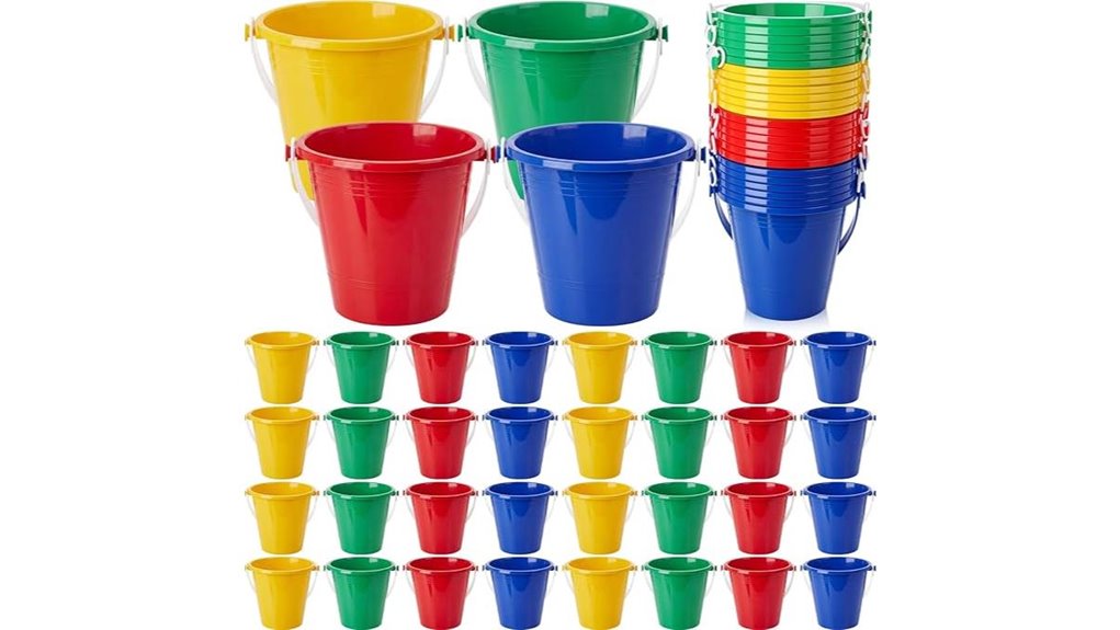 twelve 5 inch colorful buckets