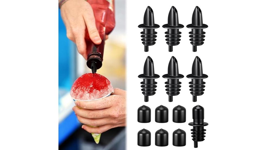 twelve bottle pourers rubber capped