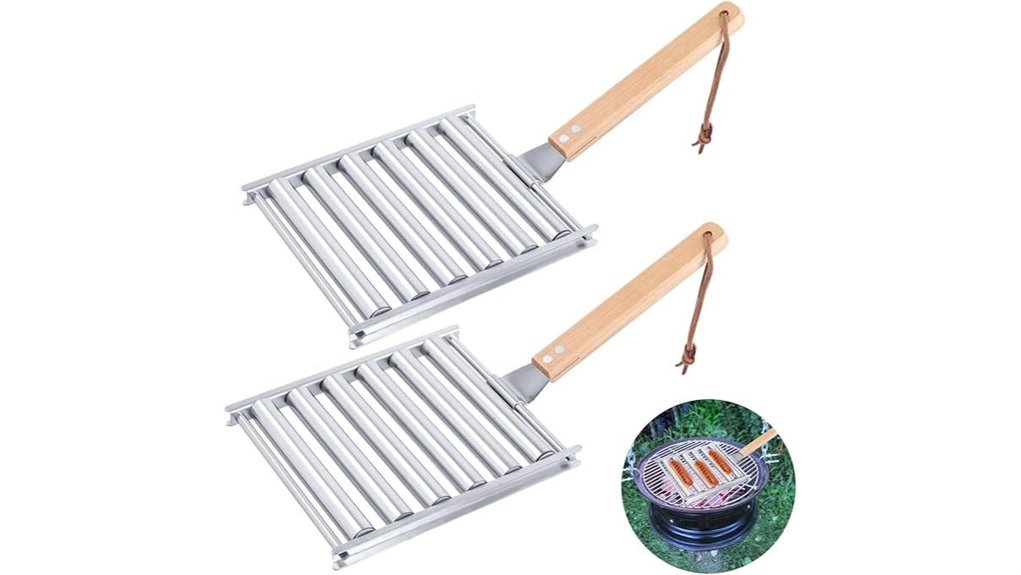 twin wood handled hotdog rollers