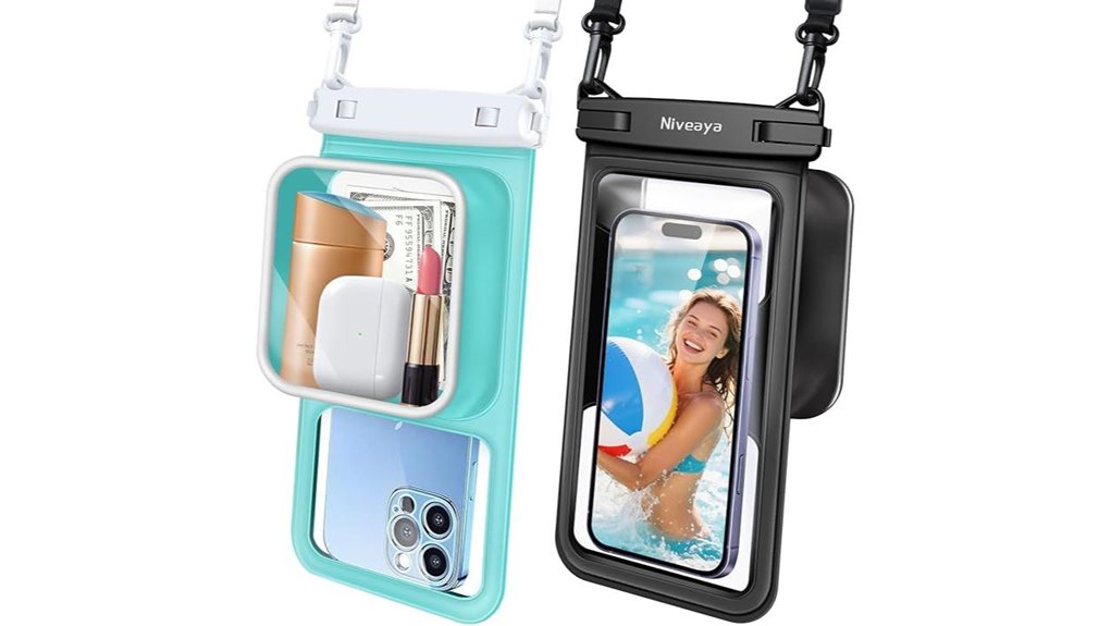 two ipx8 waterproof pouches