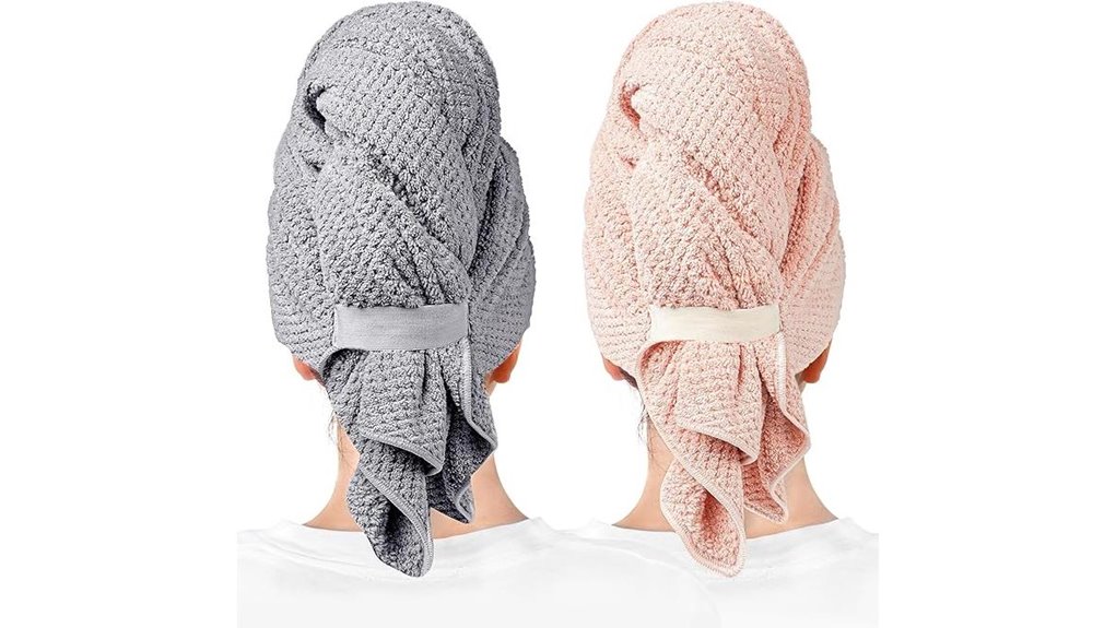 two microfiber hair turbans