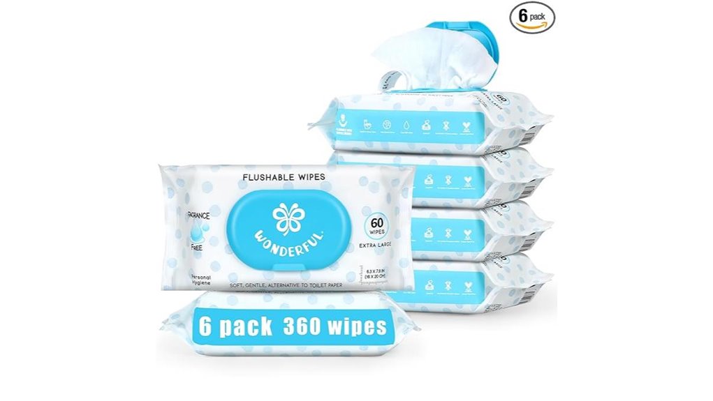 unscented gentle flushable wipes