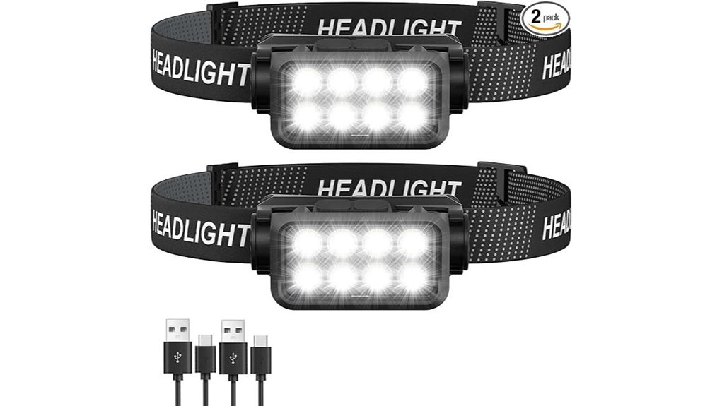 waterproof rechargeable 8 led headlamp