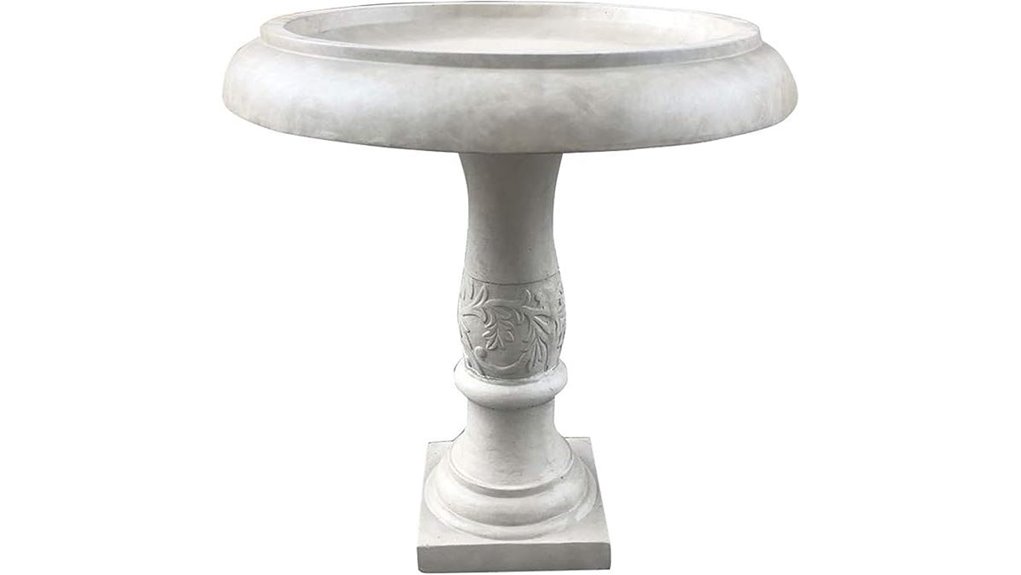 weathered concrete flower birdbath