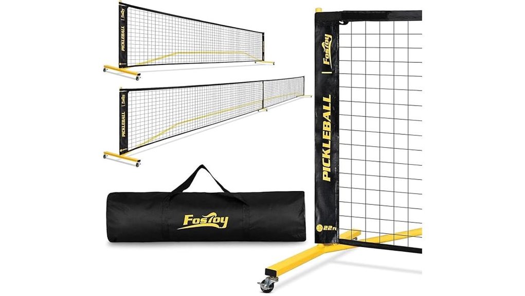 wheeled portable pickleball net