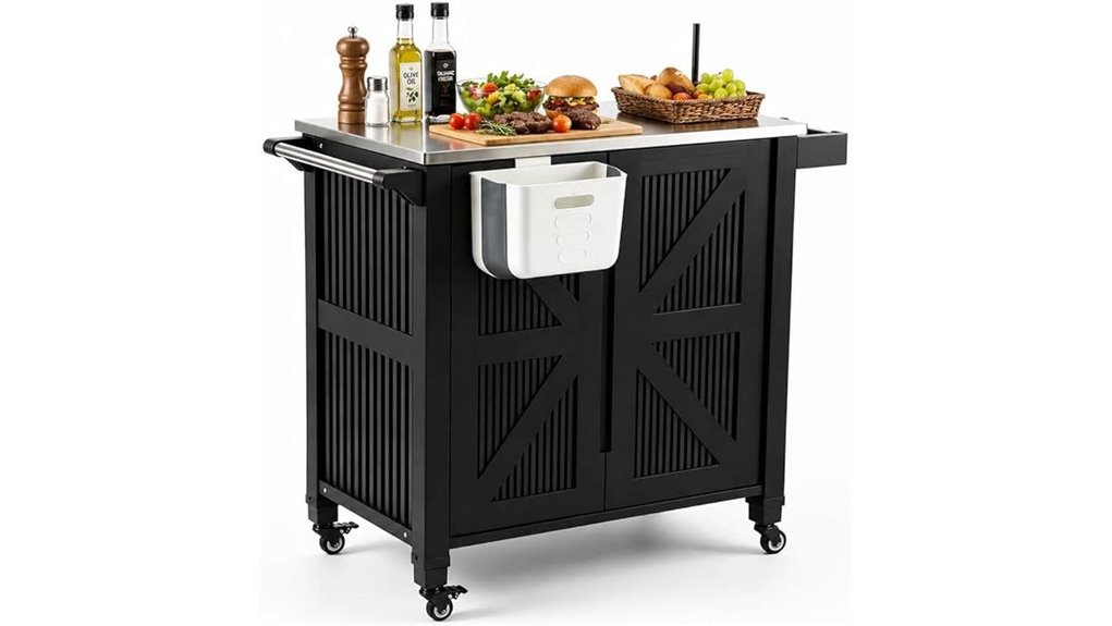 wheeled stainless c grill cart