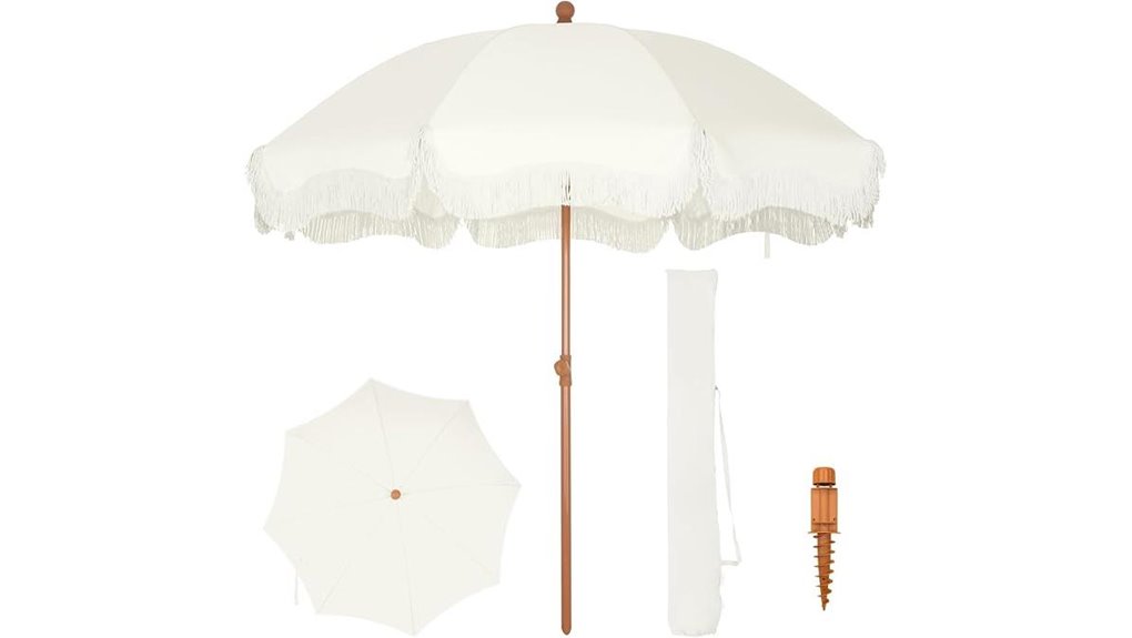 white 7ft sand anchored umbrella