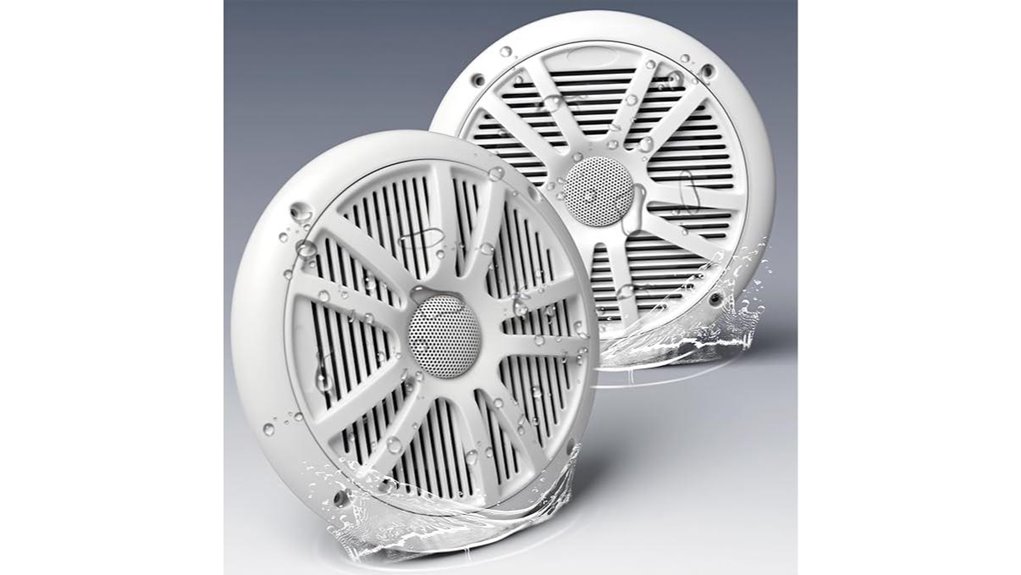 white 800 watt marine speakers