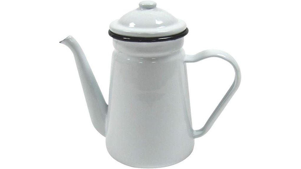 white enamel coffee pot