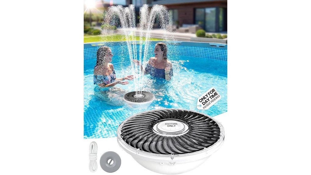 white solar pool fountain