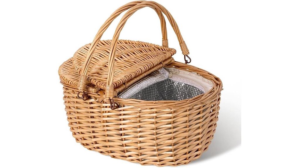 wicker basket with cooler
