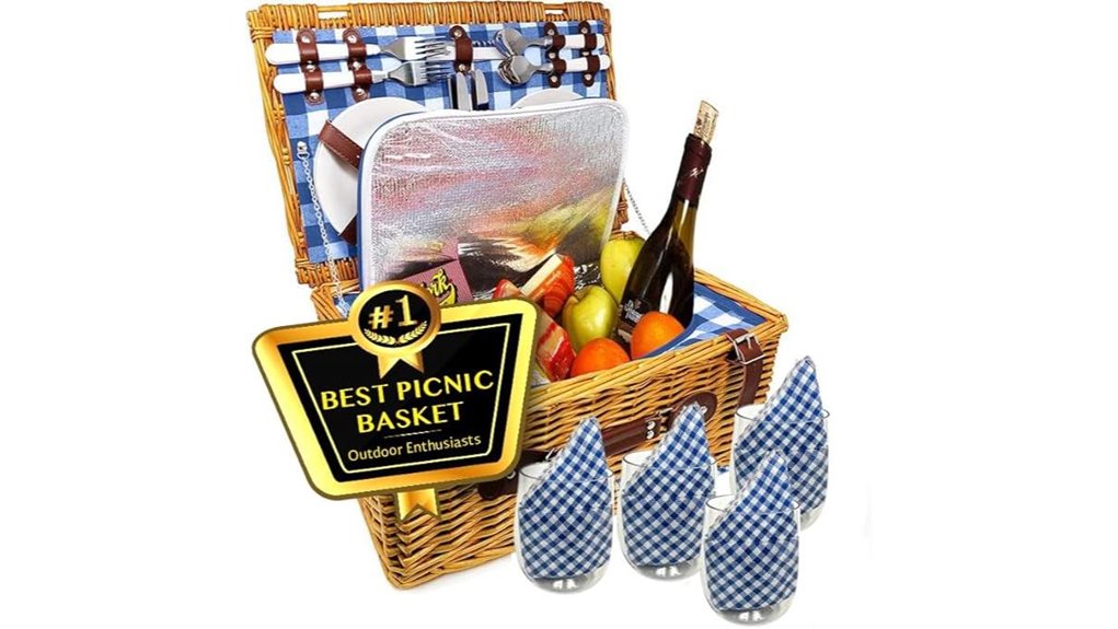 wicker picnic dinnerware set